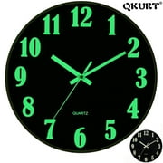 VETPW Modern Night Light Wall Clock, 10 Inch Silent Non-Ticking Quartz Wall Clocks, Glow in The Dark Battery Operated Decorative Wall Clock for Bedroom, Kitchen, Living Room