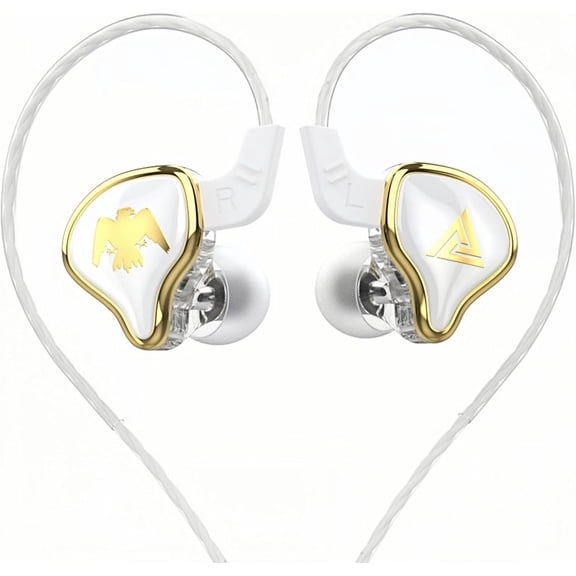 QKZ AK6 ARES HiFi Wired Earbuds with Microphone,IEMs for Gaming Earphones with MIC, in Ear Headphones,in Ears for Singers Musicians (White)