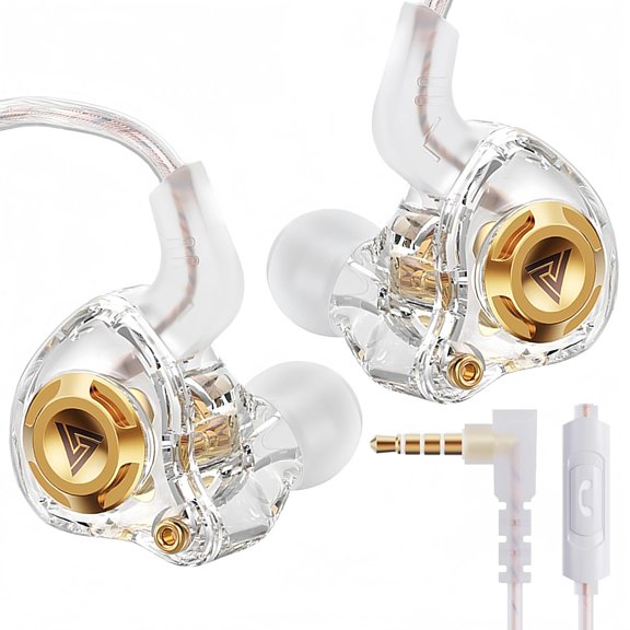 QKZ AK6 SRS Wired IEM for Gaming Earbuds with MIC, in Ear Headphones, Deep Bass Sound, 1DD 11mm Dynamic Driver, IEM for Music Video Calling (Transparent)