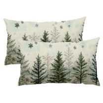 QKZF Christmas Pillow Covers 12x20 Set of 2 Watercolor Christmas Trees Decorations Christmas Pillows Snowflake Holiday Cushion Case for Home Couch 12x20inch