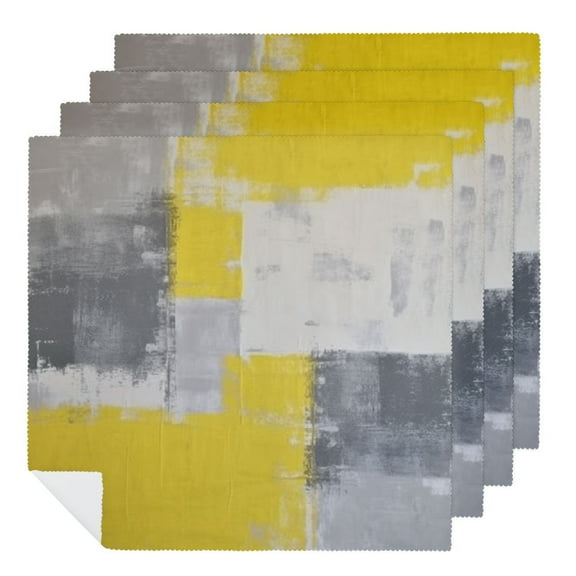 QKZF Cloth Napkins Soft Dinner Table Napkins Abstract Yellow Washable Reusable Napkins with Hemmed Edges for Home Holiday Party Wedding  2 PCS