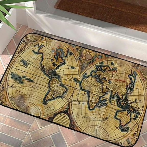 QKZF Doormats Vintage Retro World Map Door Mat Entryway Doormat Outdoors/Indoor/Bathroom/Kitchen/Bedroom/Entryway Floor Mats 19.68*39.37 in