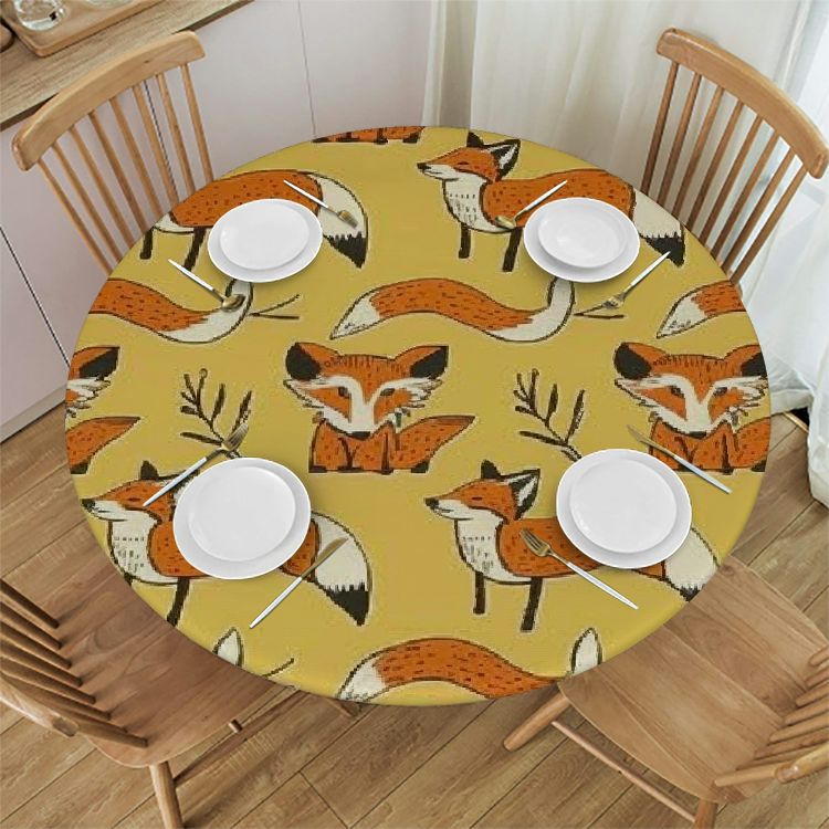 Rustic Animal Tablecloth - Bear Elk Forest Plaid, 55x110 Inch Rectangular, Vintage Hunting Log Cabin Kitchen Decor