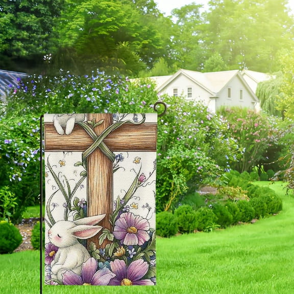 QKZF He is Risen Eggs Garden Flag Outdoor Yard Holiday Decoration Flag 12x18in