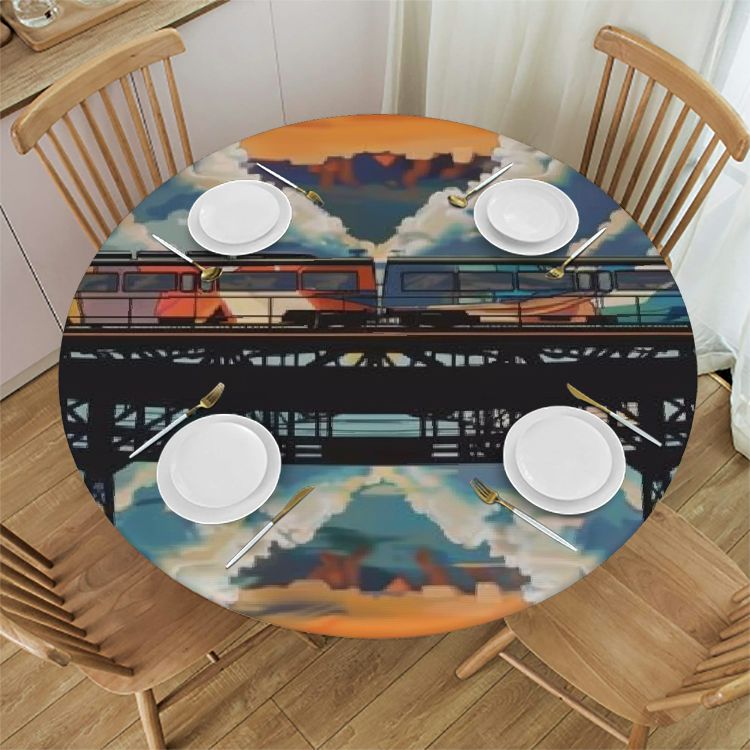 QKZF Round Tablecloth for Dining Table Fabric Table Cover Monorail ...