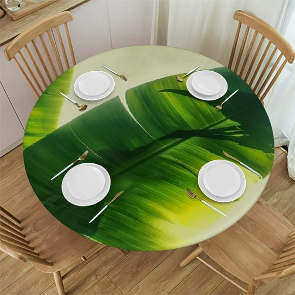 QKZF  Round Tablecloth Waterproof Table Cloth for Dinning Table Circular Wipe Clean Table Cover Tabletop Decoration for Kitchen Party Picnic White