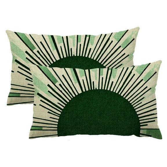 QKZF Summer Pillow Covers 12x20 Inch Set of 2 Stripes Decorations Outdoor Throw Pillows Boho Sun Pillowcase Linen Decor Farmhouse Lumbar Cushion Case for Home Sofa 12x20inch