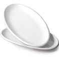 thumbnail image 1 of QLANS 16" White Serving Platters for Entertaining, Oval Serving Plates, Party Serving Trays and Platters Oven Safe, Porcelain Dinner Serving Tray Serving Dishes for Meat, Set of 2, 1 of 5