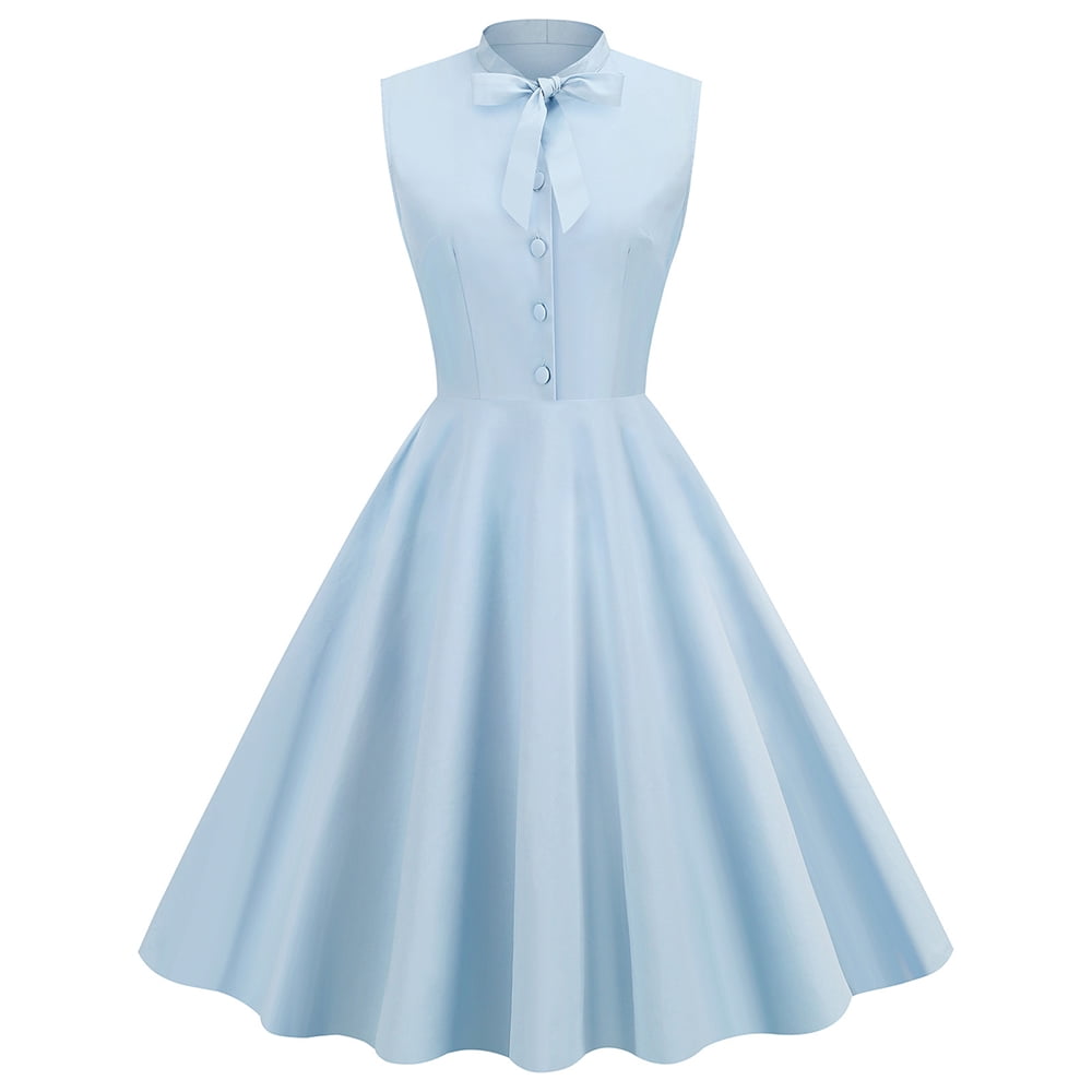 QLEICOM 1950's Dresses for Women Vintage, Sleeveless Hollow Mid-Length