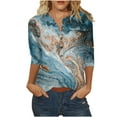thumbnail image 1 of QLEICOM 4th of July Shirts Women's Independence Day Print T-Shirt Summer Pattern T Shirt Cute Flower Graphic Loose Tees Crew Neck 3/4 Sleeves Loose Casual Tops Green B S, US Size 4, 1 of 4