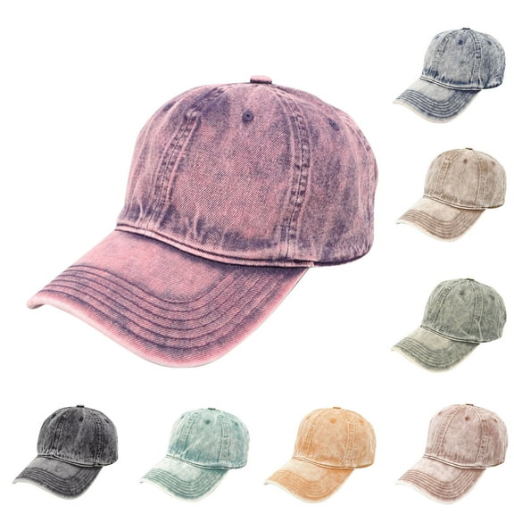 QLEICOM Baseball Cap,Hats for Men,Unisex Vintage Washed Denim Baseball Cap with Soft Structured Crown and Adjustable Fits for Sun Protection Solid Color Hat Versatile Casual Accessory Yellow