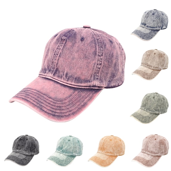 QLEICOM Baseball Cap,Hats for Men,Unisex Vintage Washed Denim Baseball Cap with Soft Structured Crown and Adjustable Fits for Sun Protection Solid Color Hat Versatile Casual Accessory Green