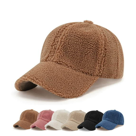 QLEICOM Baseball Cap,Hats for Women,Solid Color Baseball Cap for Women with Sherpa Lining and Thickened Construction for Outdoor Winter Wind Protection Blue