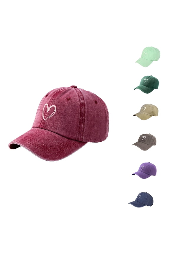Baseball Cap,Hats for Women,Unisex Valentine Baseball Cap with Heart Print and Washed Effect Soft Top Sun Hat with Romantic for Couples Mint Green