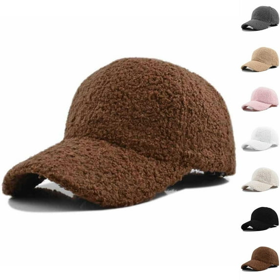 QLEICOM Baseball Cap,Hats for Women,Women Solid Color Baseball Cap with Plush Sherpa Lining and Thick Warm Construction for Outdoor Winter Activities Brimmed Hat Provides Wind Protection Gray