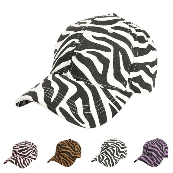 QLEICOM Baseball Cap,Hats for Men,Unisex Zebra Print Baseball Cap with Vintage Wash and Soft Structured Crown Adjustable Fashion Hat with Print White