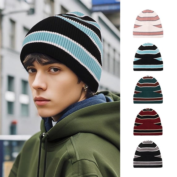 QLEICOM Beanie for Men,Womens Winter Hat,Color Block Knit Beanie for Men and Women with Expanded Sizing for Comfortable Fits and Fashion Winter Style Gray
