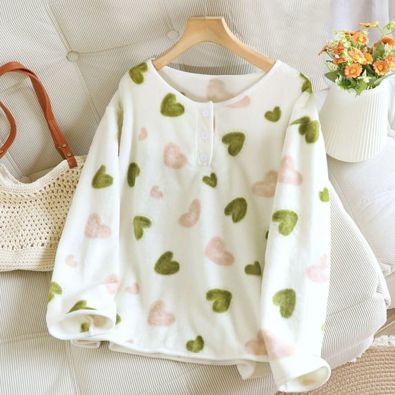 QLEICOM Bed Jackets for Women,Thermal Long Sleeve Women,Women's Print Flannel Robe with Plush Lining and Button Front for Cozy Winter Wear Long Sleeve Loungewear Offers Warmth for Indoor Relaxation