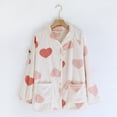 thumbnail image 1 of QLEICOM Bed Jackets for Women,Thermal Long Sleeve Women,Women's Print Loungewear Set with Full Button and Soft Plush Interior Lining Long Sleeve Pajama Set for Exceptional Warmth for Cold Weather, 1 of 3