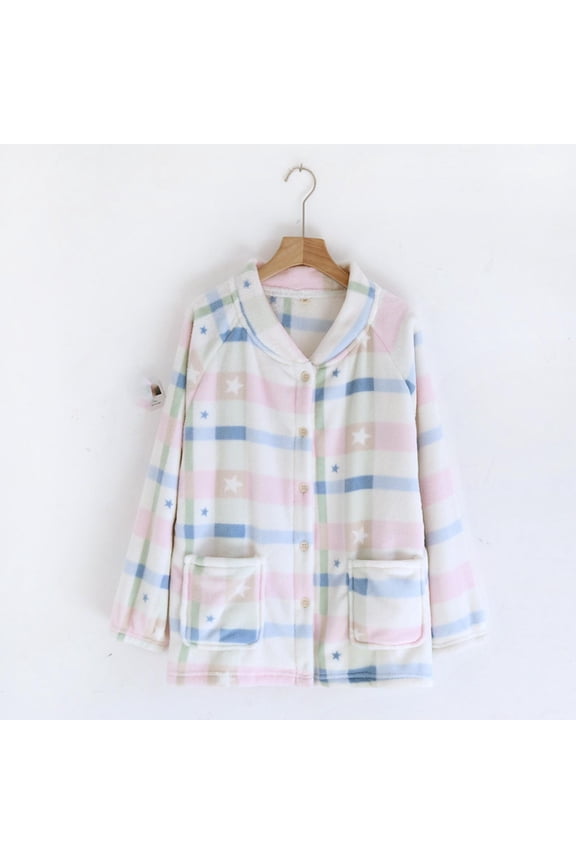 Bed Jackets for Women,Thermal Long Sleeve Women,Women's Print Loungewear Set with Full Button and Soft Plush Interior Lining Long Sleeve Pajama Set for Exceptional Warmth for Cold Weather