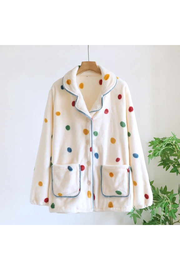 Bed Jackets for Women,Thermal Long Sleeve Women,Women's Print Sleepshirt with Collar Button Front and Pockets for Loungewear Long Sleeve Pajama Top Combines Fashion with Relaxed Comfortable