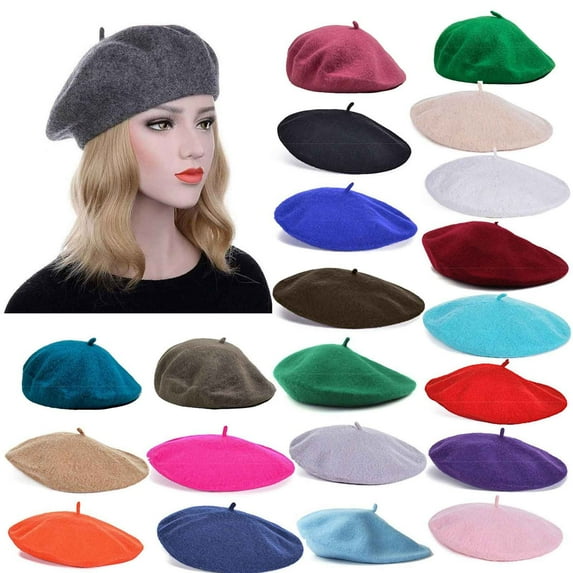 QLEICOM Beret Hats for Women,Womens Hats,Women Solid Color Beret with Plush Fleece Lining and Structured for Artistic Fashion and Winter Warmth Gray