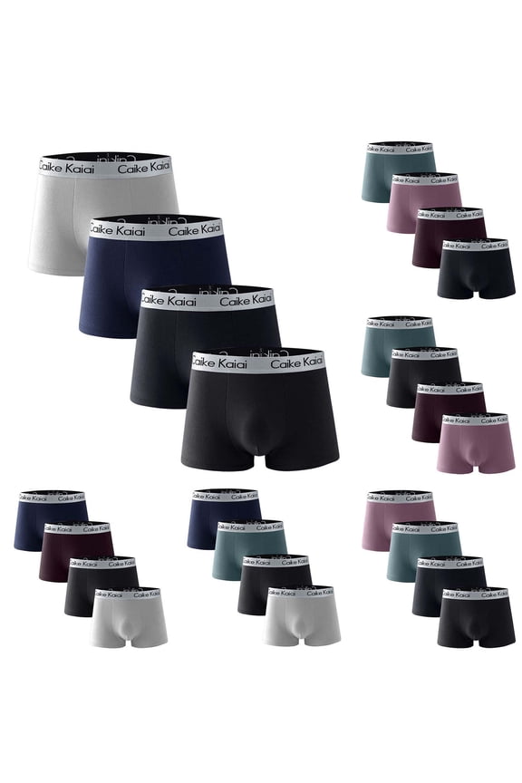 Boxer Briefs for Men Pack,Mens Underwear,4 Pack Plus Size Mens Boxer Briefs Breathable Cotton Blend Comfortable Fits Relaxed Leg Opening Multipack for Everyday Value and Easy Wear Purple