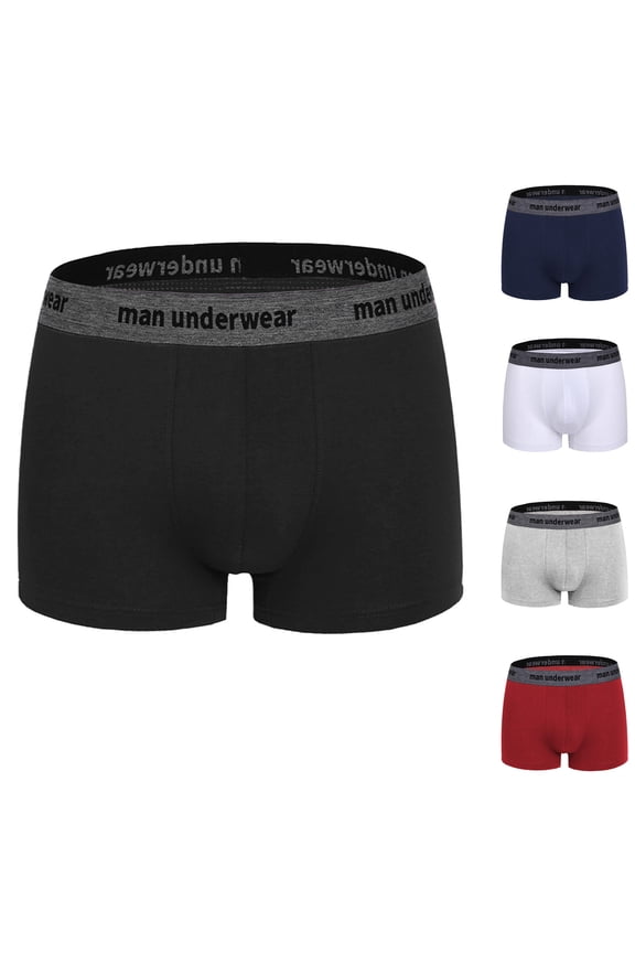 Boxers for Men,Mens Underwear,Men Mid Rise Cotton Boxer Briefs Solid Color with Lettering Breathable Soft Fabric Classic Comfortable Fits for Everyday Wear Gray