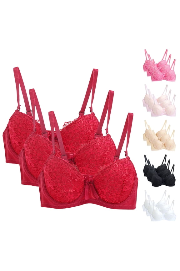 Bras for Women,Push Up Bra,3 Pack Plus Size Lace Minimizer Bras with Fully Adjustable Straps for Custom Lift and Support Full Coverage to Flatter Your Figure Daily Wear Beige