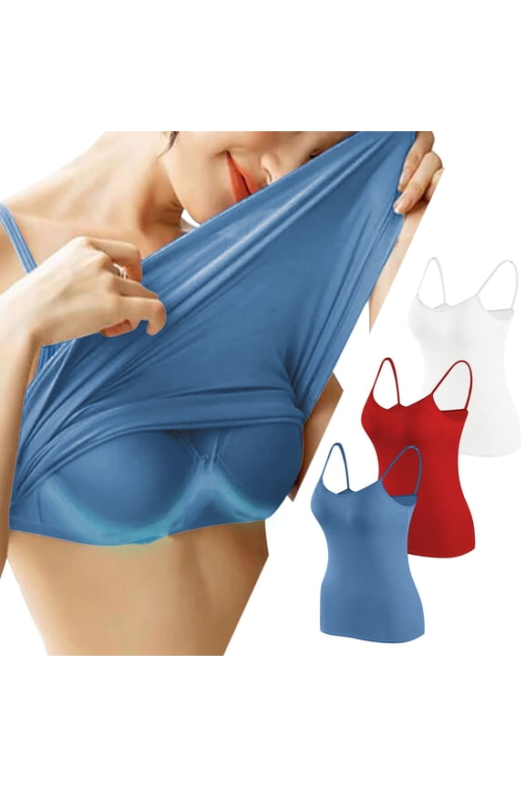 Bras for Women,Push Up Bra,3 Piece Solid Color Bra Top Set Removable Padding Wireless Summer Cami with Built In Shelf Bra Can Be Worn Alone or as Layering Piece Multicolor