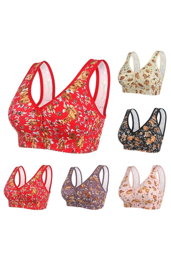 Bras for Women,Push Up Bra,Plus Size Wireless Bralette with Embroidery Cotton and Front Closure Cami Style Comfortable Support for Everyday Wear