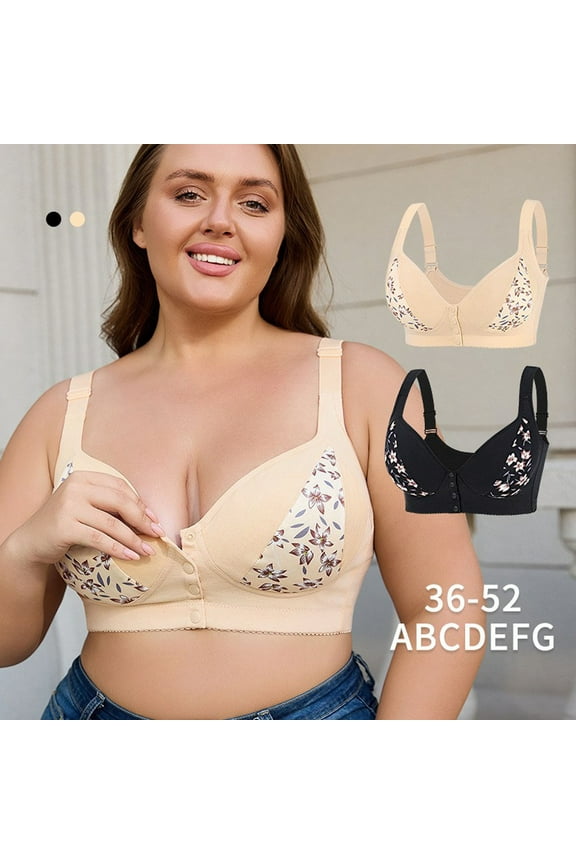 Bras for Women No Underwire,Push Up Bra,Plus Size Full Coverage Wireless Bra Maximum Support Side Smoothing Panels for Lift Shape and Reducing Motion Daily Comfortable for Curvy Figures Black