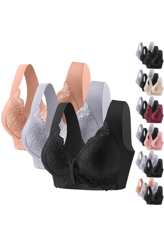 Bras for Women,Womens Bras,3 Pack Plus Size Wireless Bralette With Lace Thin Seamless Fabric Comfortable Camisole Set Fashion for Everyday Wear
