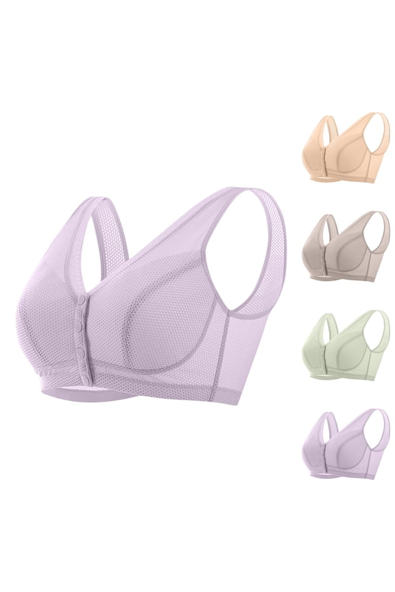 Bras for Older Women,Womens Bras,Plus Size Mature Bralette with Ice Silk Fabric and Mesh Panels Wireless Thin Comfortable for Warm Weather