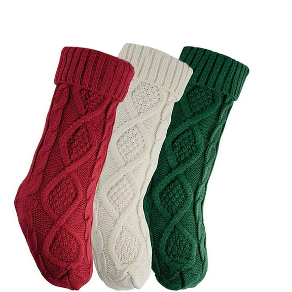 QLEICOM Christmas Stockings,Christmas Stocking,Women's Vintage Christmas Socks with Candy Print Soft Plush Knit for Warmth Oldschool Holiday Socks Make Fashion Gift for Friend and Family Green