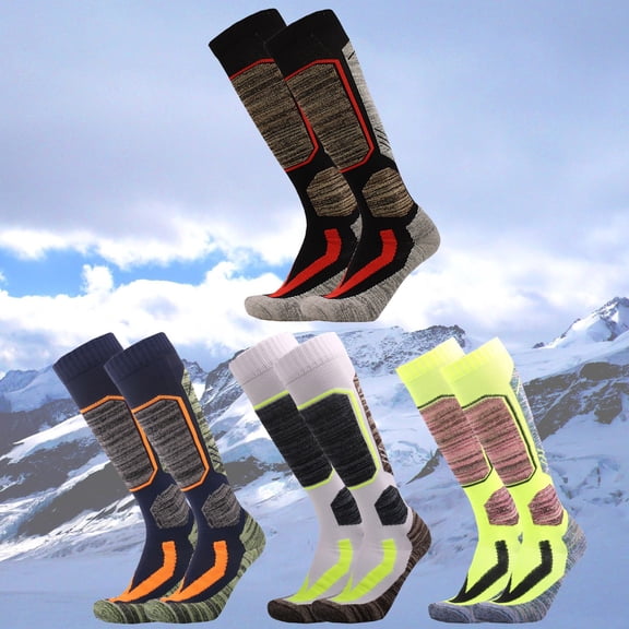 QLEICOM Compression Socks Men,Unisex Mid-Crew Ski Socks with Thermal Insulation for Winter Sports Thick Cushioned Socks Provide Ankle Support and Water Wicking Blue