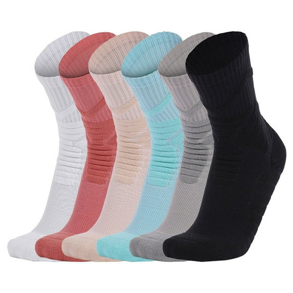 QLEICOM Compression Socks Men,Socks for Men,Men's Mid-Crew Sports Socks Solid Colors for Cycling Running and Athletic Activities Performance Socks Feature Breathable Fabric and Secure Fits Khaki