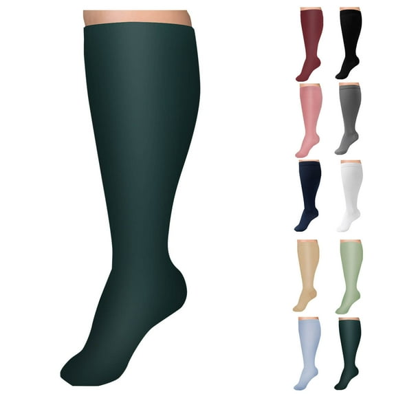 QLEICOM Compression Socks Men,Socks for Men,Men's Plus Size Crew Socks Solid Color Nylon for Running and Nursing Wide Fits Socks Offer Coverage for Work and Athletic Performance Green