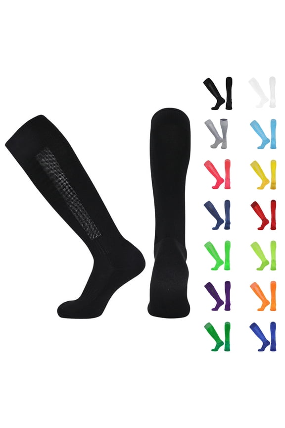 Compression Socks Men,Socks for Men,Men's Solid Color Soccer Socks with Over The Calf Length and Cloth Footbed Water Wicking Sports Socks Feature Antiskid Grip for Maximum Performance Orange