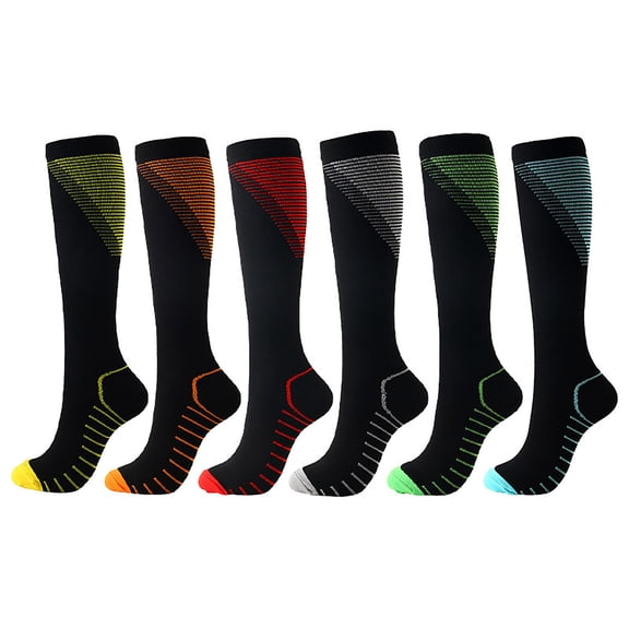 QLEICOM Compression Socks for Women,Colorful Pressure Socks with Massage Texture for Athletic Performance and Recovery Calf Sleeves Reduce Muscle Fatigue During Workouts Blue