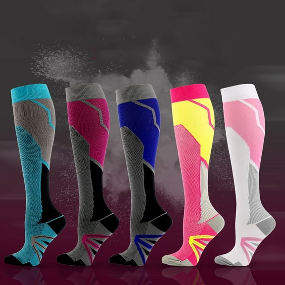 QLEICOM Compression Socks for Women,Compression Socks Men,Colorful Pressure Socks with Massage Texture for Athletic Performance and Recovery Calf Sleeves Reduce Muscle Fatigue During Workouts Gray