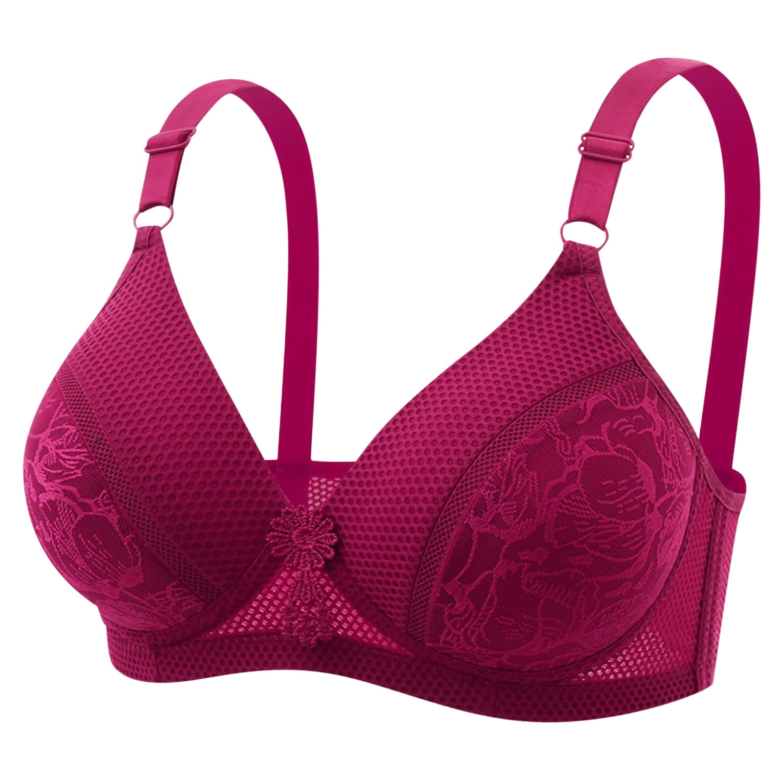 QLEICOM Everyday Bras for Women, Women's Comfort Lift Wirefree Bra Sexy Bra  Without Steel Rings Sexy Vest Large Lingerie Bras Embroidered Everyday  Brass No Underwire Hot Pink Cup 36/80AB 