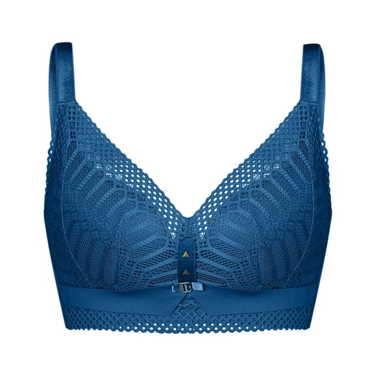 QLEICOM Everyday Bras for Women, Women's Comfort Lift Wirefree Bra  Comfortable Breathable No Steel Ring Sexy Lace Gathering Adjustment Lift  Bras Blue Cup 32/70AB 