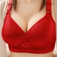 thumbnail image 1 of QLEICOM Everyday Bras for Women, Women's Comfort Lift Wirefree Bra Embroidered Glossy Comfortable Breathable Bra Underwear No Rims Bras No Underwire Red Cup 44/100BC, 1 of 3