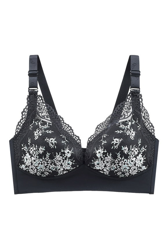 Everyday Bras for Women, Women's Comfort Lift Wirefree Bra No Steel Ring Lactation Vest Bra Back Adjustment Yoga Running Brass No Underwire Black Cup 36/80BC