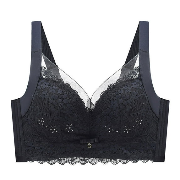 QLEICOM Everyday Bras for Women, Women's Comfort Lift Wirefree Bra No Steel Ring Lactation Vest Bra Back Adjustment Yoga Running Brass No Underwire Black Cup 42/95BC