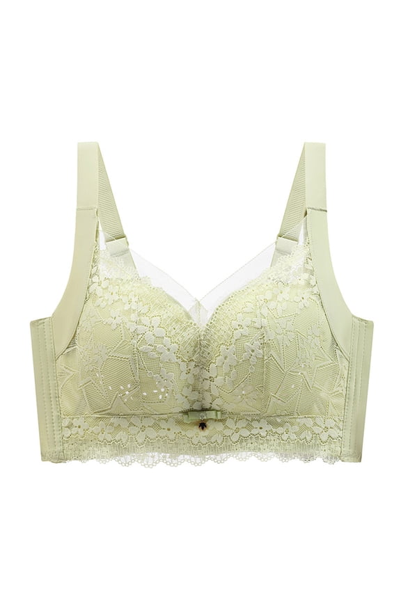 Everyday Bras for Women, Women's Comfort Lift Wirefree Bra No Steel Ring Lactation Vest Bra Back Adjustment Yoga Running Brass No Underwire Green Cup 40/90BC