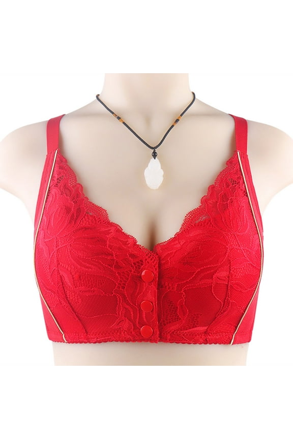 Everyday Bras for Women, Women's Comfort Lift Wirefree Bra No Steel Ring Lactation Vest Bra Back Adjustment Yoga Running Brass No Underwire Red Cup 42/95BC
