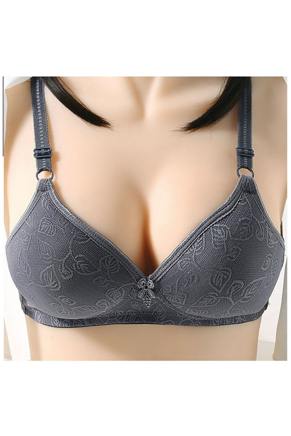 Everyday Bras for Women, Women's Comfort Lift Wirefree Bra Plus Size Bras Wire Free Comfortable Push Up Hollow Out Bra Underwear Bras No Underwire Dark Gray Cup 42/95BC