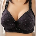 thumbnail image 1 of QLEICOM Everyday Bras for Women, Women's Comfort Lift Wirefree Bra Print Gathered Together Large Size Daily Bra Underwear No Rims Bras No Underwire Black Cup 38/85BC, 1 of 2